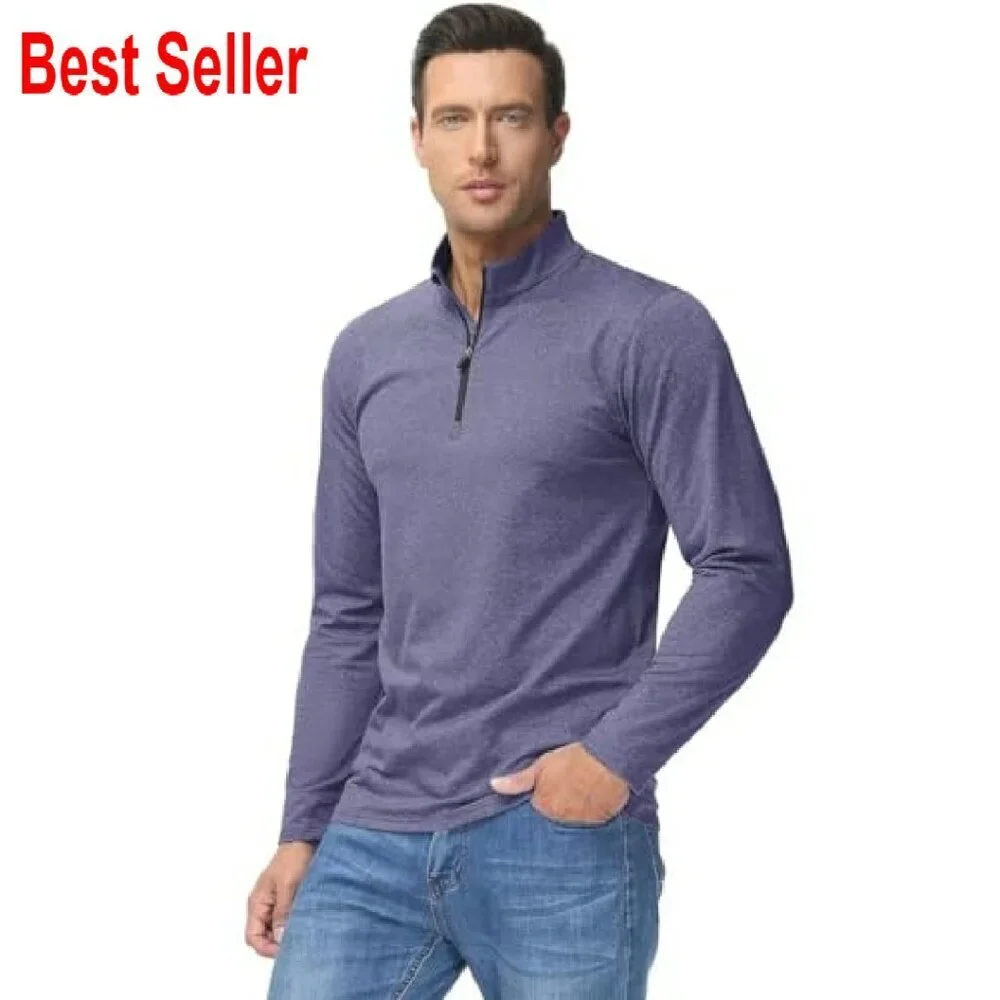 Men's Quarter Zip Pullover Fleece Lined Golf Shirt Premium Activewear Classic